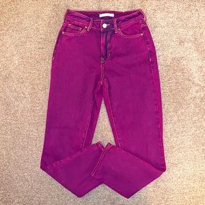Women's Magenta High-Rise Jeans